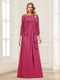 Lace Chiffon Square Neck 3/4 Sleeves 2 Pieces Mother of the Bride Dresses with Appliques & Jacket