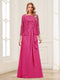 Lace Chiffon Square Neck 3/4 Sleeves 2 Pieces Mother of the Bride Dresses with Appliques & Jacket