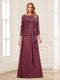 Lace Chiffon Square Neck 3/4 Sleeves 2 Pieces Mother of the Bride Dresses with Appliques & Jacket