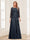 Lace Chiffon Square Neck 3/4 Sleeves 2 Pieces Mother of the Bride Dresses with Appliques & Jacket