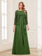Lace Chiffon Square Neck 3/4 Sleeves 2 Pieces Mother of the Bride Dresses with Appliques & Jacket