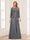 Lace Chiffon Square Neck 3/4 Sleeves 2 Pieces Mother of the Bride Dresses with Appliques & Jacket