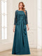 Lace Chiffon Square Neck 3/4 Sleeves 2 Pieces Mother of the Bride Dresses with Appliques & Jacket