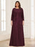 Lace Chiffon Square Neck 3/4 Sleeves 2 Pieces Plus Size Mother of the Bride Dresses with Appliques & Jacket