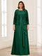 Lace Chiffon Square Neck 3/4 Sleeves 2 Pieces Plus Size Mother of the Bride Dresses with Appliques & Jacket