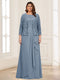 Lace Chiffon Square Neck 3/4 Sleeves 2 Pieces Plus Size Mother of the Bride Dresses with Appliques & Jacket