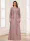 Lace Chiffon Square Neck 3/4 Sleeves 2 Pieces Plus Size Mother of the Bride Dresses with Appliques & Jacket