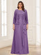 Lace Chiffon Square Neck 3/4 Sleeves 2 Pieces Plus Size Mother of the Bride Dresses with Appliques & Jacket