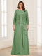 Lace Chiffon Square Neck 3/4 Sleeves 2 Pieces Plus Size Mother of the Bride Dresses with Appliques & Jacket