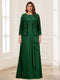 Lace Chiffon Square Neck 3/4 Sleeves 2 Pieces Plus Size Mother of the Bride Dresses with Appliques & Jacket