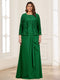 Lace Chiffon Square Neck 3/4 Sleeves 2 Pieces Plus Size Mother of the Bride Dresses with Appliques & Jacket
