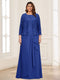 Lace Chiffon Square Neck 3/4 Sleeves 2 Pieces Plus Size Mother of the Bride Dresses with Appliques & Jacket