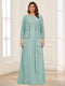Lace Chiffon Square Neck 3/4 Sleeves 2 Pieces Plus Size Mother of the Bride Dresses with Appliques & Jacket