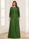 Lace Chiffon Square Neck 3/4 Sleeves 2 Pieces Plus Size Mother of the Bride Dresses with Appliques & Jacket