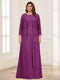 Lace Chiffon Square Neck 3/4 Sleeves 2 Pieces Plus Size Mother of the Bride Dresses with Appliques & Jacket