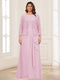 Lace Chiffon Square Neck 3/4 Sleeves 2 Pieces Plus Size Mother of the Bride Dresses with Appliques & Jacket