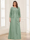 Lace Chiffon Square Neck 3/4 Sleeves 2 Pieces Plus Size Mother of the Bride Dresses with Appliques & Jacket
