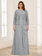 Lace Chiffon Square Neck 3/4 Sleeves 2 Pieces Plus Size Mother of the Bride Dresses with Appliques & Jacket