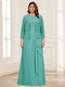 Lace Chiffon Square Neck 3/4 Sleeves 2 Pieces Plus Size Mother of the Bride Dresses with Appliques & Jacket