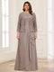 Lace Chiffon Square Neck 3/4 Sleeves 2 Pieces Plus Size Mother of the Bride Dresses with Appliques & Jacket