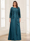 Lace Chiffon Square Neck 3/4 Sleeves 2 Pieces Plus Size Mother of the Bride Dresses with Appliques & Jacket