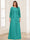 Lace Chiffon Square Neck 3/4 Sleeves 2 Pieces Plus Size Mother of the Bride Dresses with Appliques & Jacket
