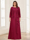 Lace Chiffon Square Neck 3/4 Sleeves 2 Pieces Plus Size Mother of the Bride Dresses with Appliques & Jacket