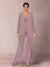 Chiffon Sequins V-Neck Long Sleeves 3 Pieces Pantsuits with Jacket