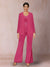 Chiffon Sequins V-Neck Long Sleeves 3 Pieces Pantsuits with Jacket
