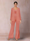 Chiffon Sequins V-Neck Long Sleeves 3 Pieces Pantsuits with Jacket