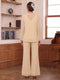 Pantsuits 3 Pieces V-Neck Long Sleeves Floor-Length Mother of the Bride with Sequins & Jacket