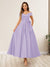 A-Line/Princess Off-The-Shoulder Sleeveless Long Wedding Guest Dresses with Bow Knot