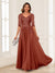 A-Line/Princess V-Neck Long Sleeves Chiffon Mother of the Bride Dresses with Applique