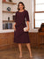 A-Line/Princess Scoop Half Sleeves Knee-Length Mother of the Bride Dresses with Ruffles
