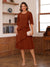 A-Line/Princess Scoop Half Sleeves Knee-Length Mother of the Bride Dresses with Ruffles