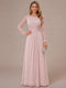 A-Line/Princess Scoop Long Sleeves Ruched Mother of the Bride Dresses with Appliques