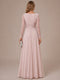 A-Line/Princess Scoop Long Sleeves Ruched Mother of the Bride Dresses with Appliques