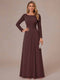 A-Line/Princess Scoop Long Sleeves Ruched Mother of the Bride Dresses with Appliques