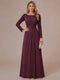 A-Line/Princess Scoop Long Sleeves Ruched Mother of the Bride Dresses with Appliques