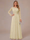A-Line/Princess Scoop Long Sleeves Ruched Mother of the Bride Dresses with Appliques