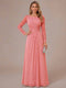 A-Line/Princess Scoop Long Sleeves Ruched Mother of the Bride Dresses with Appliques