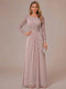 A-Line/Princess Scoop Long Sleeves Ruched Mother of the Bride Dresses with Appliques