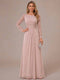A-Line/Princess Scoop Long Sleeves Ruched Mother of the Bride Dresses with Appliques