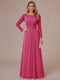 A-Line/Princess Scoop Long Sleeves Ruched Mother of the Bride Dresses with Appliques