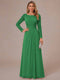 A-Line/Princess Scoop Long Sleeves Ruched Mother of the Bride Dresses with Appliques