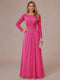 A-Line/Princess Scoop Long Sleeves Ruched Mother of the Bride Dresses with Appliques