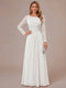 A-Line/Princess Scoop Long Sleeves Ruched Mother of the Bride Dresses with Appliques
