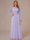 A-Line/Princess Scoop Long Sleeves Ruched Mother of the Bride Dresses with Appliques