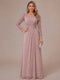 A-Line/Princess Scoop Long Sleeves Ruched Mother of the Bride Dresses with Appliques