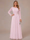 A-Line/Princess Scoop Long Sleeves Ruched Mother of the Bride Dresses with Appliques